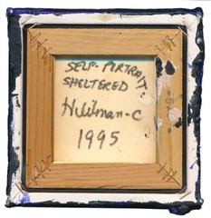 GLORIA HEILMAN-C SELF-PORTRAIT SHELTERED 1995 SIGNED TITLED UNIQUE CANVAS