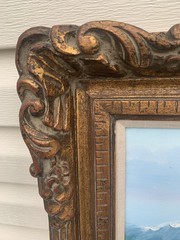 24″x20″ Ornate Frame Original Oil painting canvas seascape ocean wave Seagull