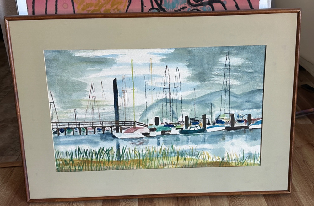 EDMUND V PUBLICOVER VINTAGE WATERCOLOR PAINTING SIGNED 1965 FRAME 25″ X 37″