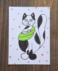 ACEO Original Whimsical Mama Cat Painting