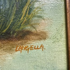 Langella Signed Framed Canvas Painting Butterflies & Flowers Realism 10x8in