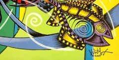 Original Abstract Abstract Fish Art Artist Direct, BEAUTIFUL DESIGN, Must See NR