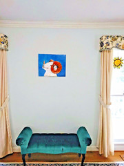 The Happy Ram (painting) Your Aires Zodiac Friend Blue white orange canvas acryl