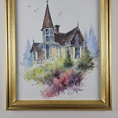 Vintage Original Signed Mary Cardin Watercolor Painting 16.25×13.25 Framed Art