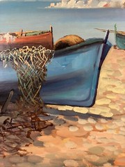 Original Oil On Panel Boats At The Port Italian School Signed Naples?