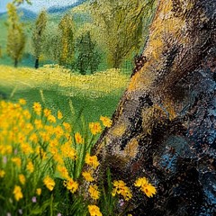ORIGINAL Oil Painting by Elena Berest Landscape Tree Wall Art Contemporary Frame