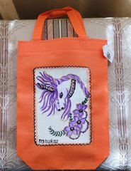 Artist Handpainted Unicorn Small Tote Bag Purple 10×14
