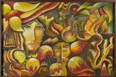 Oil on canvas painting, 2000’s?, “Carnaval”, Laura Ligia Bustos