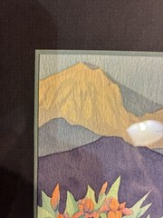 Angell Signed Watercolor Painting of Mountain Landscape with Wildflowers