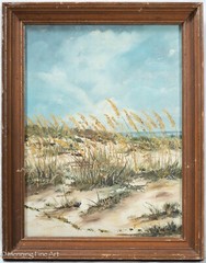 Beautiful Vintage Kathy Gray Oil Painting Sand Dunes Beach Landscape, Lovely