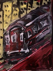 Abstract Art On Back Of 1978 Cardboard Photos Subway By Artist RAC Framed 9×7