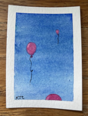 ACEO original art: Floating Balloons 3 (watercolor & pen)