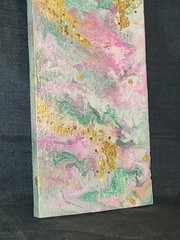 Upcycled Wood Acrylic Pour Painting Plaque Polyurethane Sealed Fluid Art 12″ #15