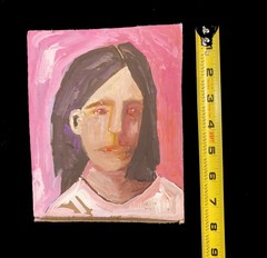 Original Portrait Painting Expressive Woman Naive Folk Wall Art Miz Katie