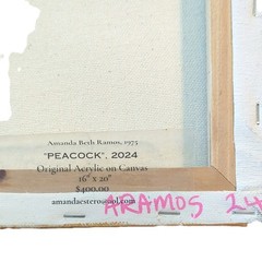 Amanda Beth Ramos „PEACOCK“ 2024 Signed OOAK Acrylic on Canvas 16×20 Unframed