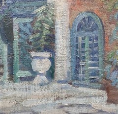 Small c.1920 Oil of Brulatour Courtyard New Orleans by Marie Reid