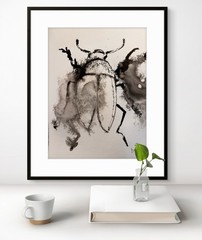 Original Art Beetle 1 9×12 Paper Abstract Painting Expressionism Nature Fine Art