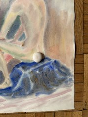 Vintage Watercolor Study Painting Tall Man Peter Feldman Gay Int 15 x 22