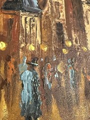 VINTAGE WEBER SIGNED EUROPEAN STREET SCENE OIL PAINTING FRAMED 12×16