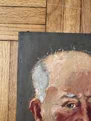 Vintage C.1940 Portrait Oil on Paper Man in Red Shirt Attr Jean Schweckler13x10
