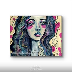 Original Acrylic Painting 14×11 Signed Canvas Art, Expressive Pop Art Portrait
