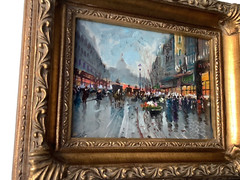 French Oil Painting Signed Manner Edouard Leon Cortes Boulevard Montmartre 1900s