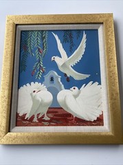 Ralph Hulett Painting Mission Doves California Listed Artist Mid Century 1950’s