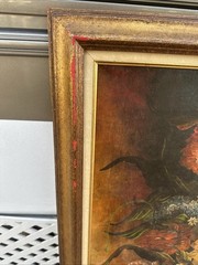 Large Framed Floral Still Life Oil Painting on Canvas W-29 L-41