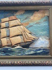 TACKABERRY ANTIQUE DIORAMA NAUTICAL PAINTING SCULPTURE WOOD CARVING SEATTLE OLD