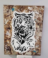 White Tiger Acrylic Original 3D Painting Unframed 11×14 Stretched Canvas