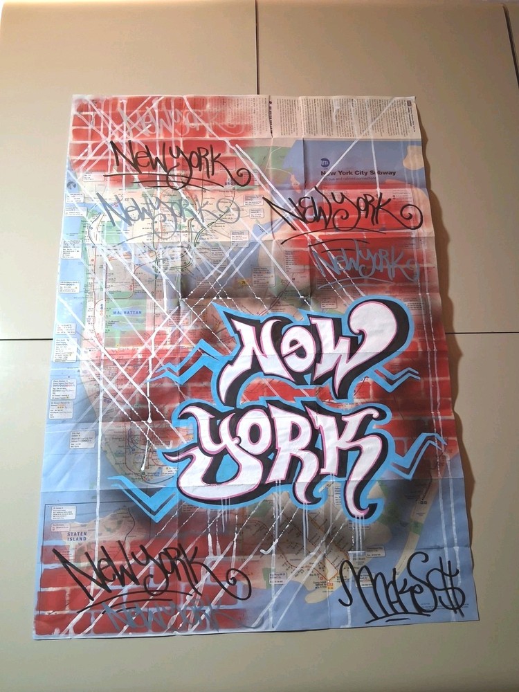 New York City Subway Map Graffiti – 23 x 34 Inches – MAKE$ – Original