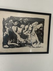 Original Juan Barjola Painting/sketch, Number 4/70 Signed. Framed.