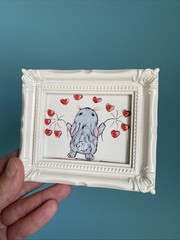 PRINT Of My Art Bunny Happy Easter Cute,funny, Painting,framed,miniature