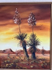 Anita Mantooth Original Oil Painting Southwest Desert Landscape Yucca 14×16