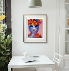 Woman With Flowered Hair Abstract Neo Expressionism Original Artwork Canvas