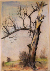 Franz Ehmke *1928 -2018 DDR Painter Pappel With Thunder Strike