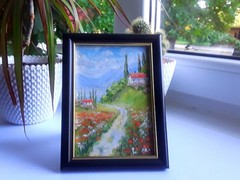 Original Oil Painting Tuscany Landscape Italy Art Road Artwork Framed Art 4x6in