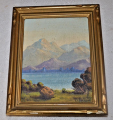Vtg J. LORRAINE OIL PAINTING CALIFORNIA IMPRESSIONIST Mountain scape LISTED