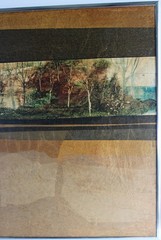 JOHN AXTON 1947 MIXED MEDIA PAINTING ON BOARD SIGNED MINIMAL LANDSCAPE AMERICAN
