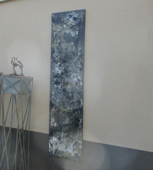 Abstract painting black/white 160×40 cm texture art-pastos acrylic canvas picture