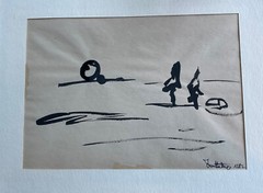 Austrian Irene Hartlmayr Drawing Ink Sun And Trees