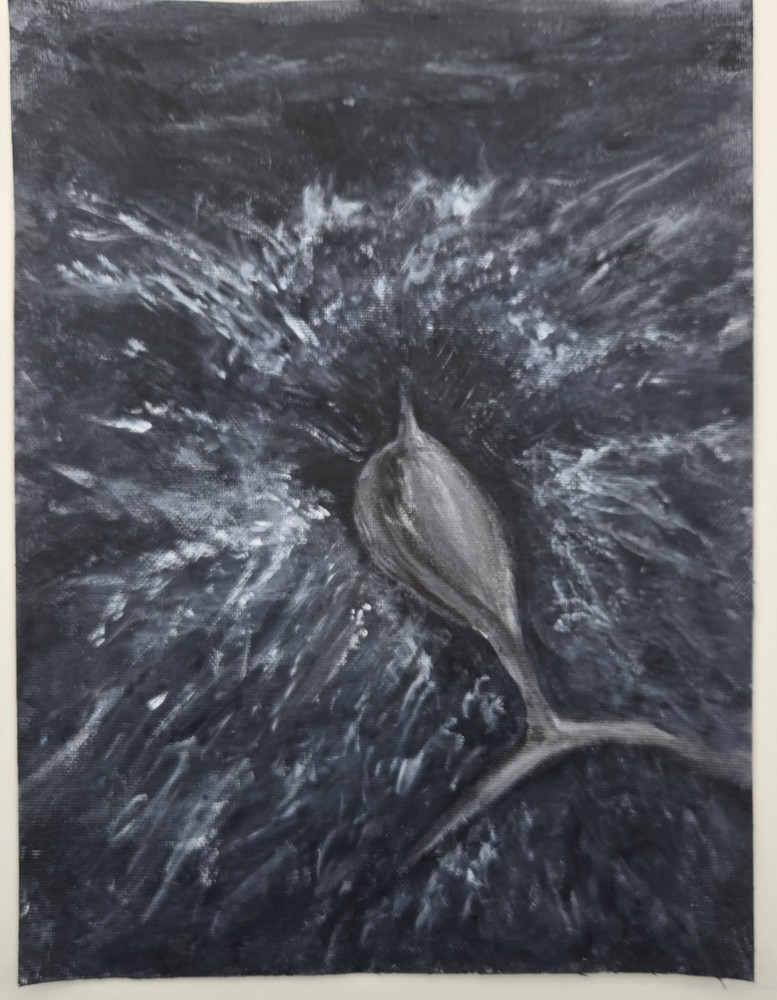 Dolphin Dive Original Acrylic Painting 9×12 Ocean Marine Life Canvas Art
