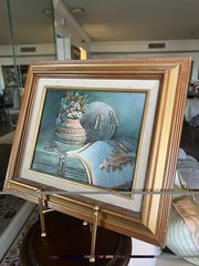 Vintage C Benolt Original Oil Painting Native American Pottery Still Life Framed