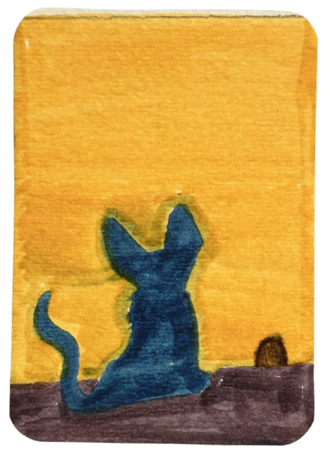 ACEO Original Art Cat and Mouse Marker Drawing OOAK by Kazzerit