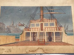 ANTIQUE PAINTING NAUTICAL ILLUSTRATION DIEGO RIVERA MURAL ASSISTANT REVELES RARE