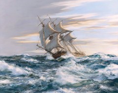 Gallant Privateer U.S.S. Rattlesnake Painting by Montague Dawson Reproduction