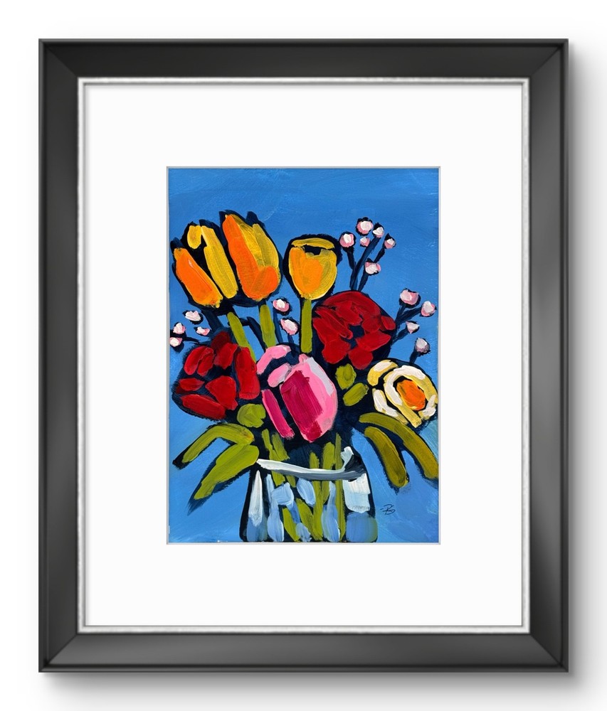 Bright Floral Painting 10×15 Flower Bouquet Wall Art Home Decor Signed Original