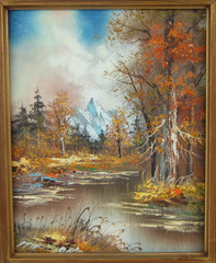 Vtg 70s Framed Original Morejon Forest & River Landscape Scene Oil Painting 8X10
