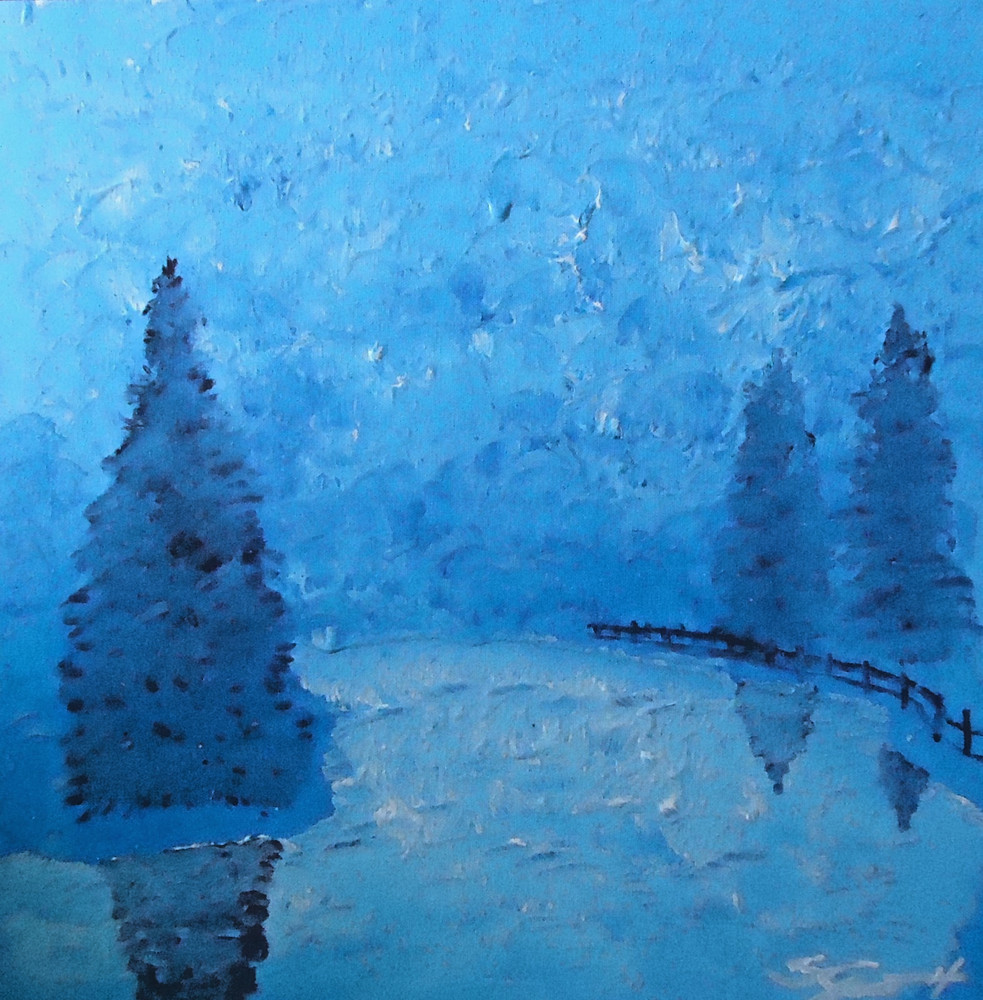 ORIGINAL PAINTING lake pond „Quiet Waters“ 20″x20″x1.5″ by Steven Graff
