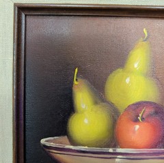 Vintage Still Life Bowl of Fruit Oil Painting Oil Painting Signed Mid-Sized
